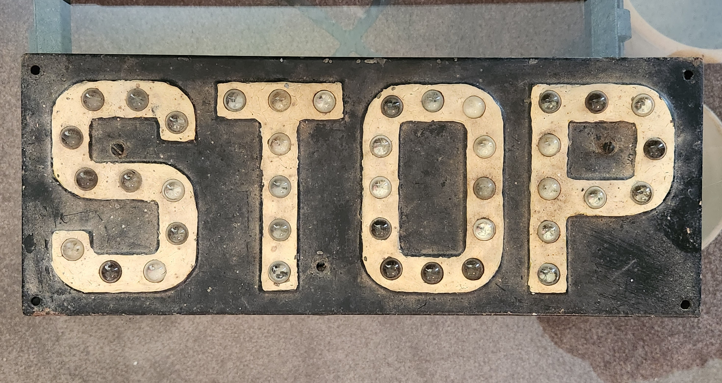 Item: Antique Glass Marble STOP Sign